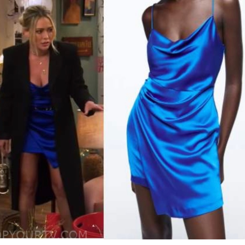 Zara draped cobalt blue mini dress size M